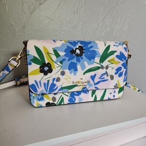 Kate Spade Blue and Green Floral Crossbody Bag